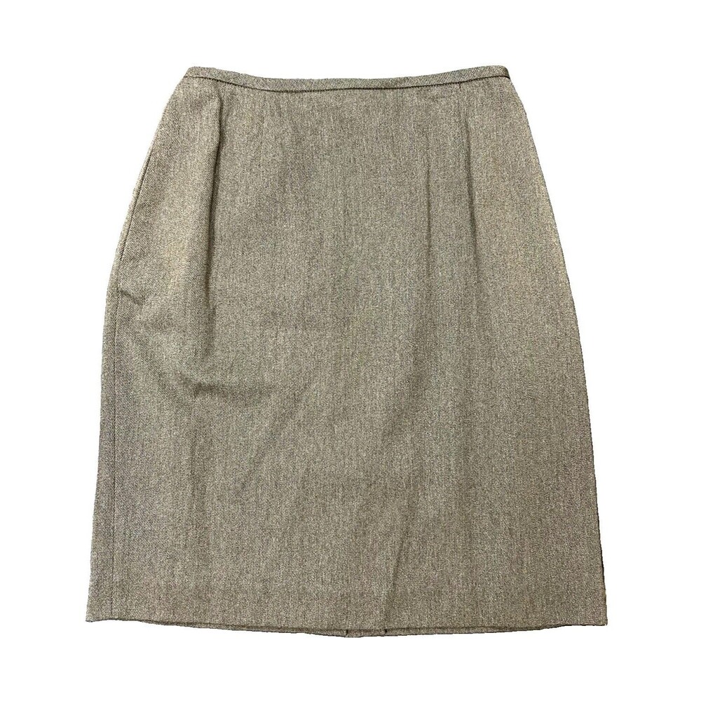 VTG 80s Liz Claiborne Brown Solid Twill Pencil Knee Classy Skirt Lined Slit Sz 6